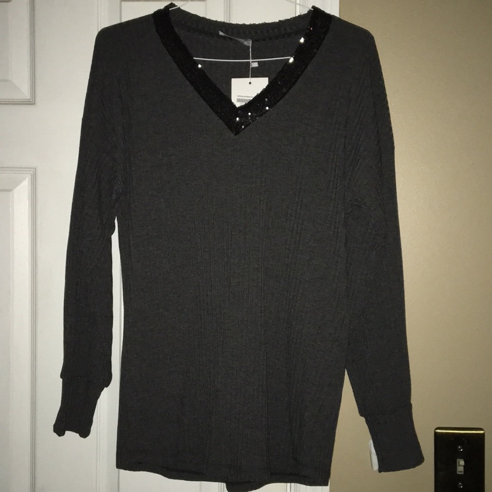 Dark grey and black sequin sweater tunic